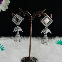 VM Imitation Designer Oxidised Plated Reflective Mirror Work Jhumki Earrings