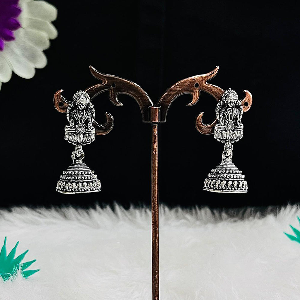 VM Imitation Oxidised Plated South Indian Style Temple Jhumki Earrings