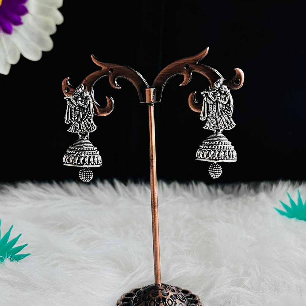 VM Imitation Oxidised Plated South Indian Style Temple Jhumki Earrings