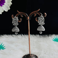VM Imitation Oxidised Plated South Indian Style Temple Jhumki Earrings