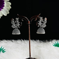 VM Imitation Oxidised Plated South Indian Style Temple Jhumki Earrings