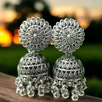 VM Imitation Oxidised Plated Heritage-Inspired Jhumki Earrings