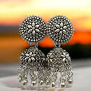 VM Imitation Oxidised Plated Heritage-Inspired Jhumki Earrings