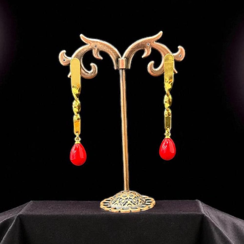 VM Imitation Antique Finish Earrings with Delicate Beads Drops for a Look of Royal Grandeur and Vintage Charm