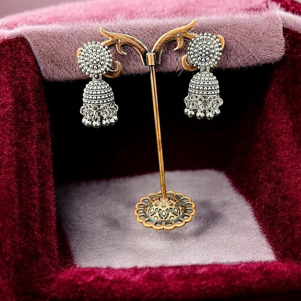 VM Imitation Antique Oxidised Plated Jhumki Earrings