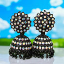 VM Antique Style Black Polish Rainbow Austrian Stone And Beads Jhumki Earrings