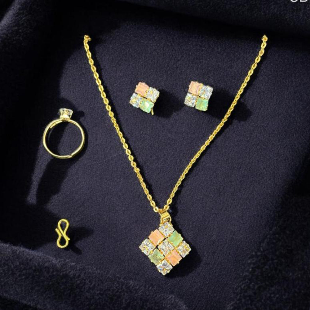 VM Imitation Crystal Stone Necklace Set With Rings