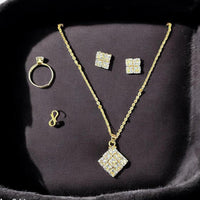 VM Imitation Crystal Stone Necklace Set With Rings