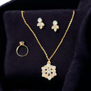 VM Imitation Crystal Stone Necklace Set With Rings