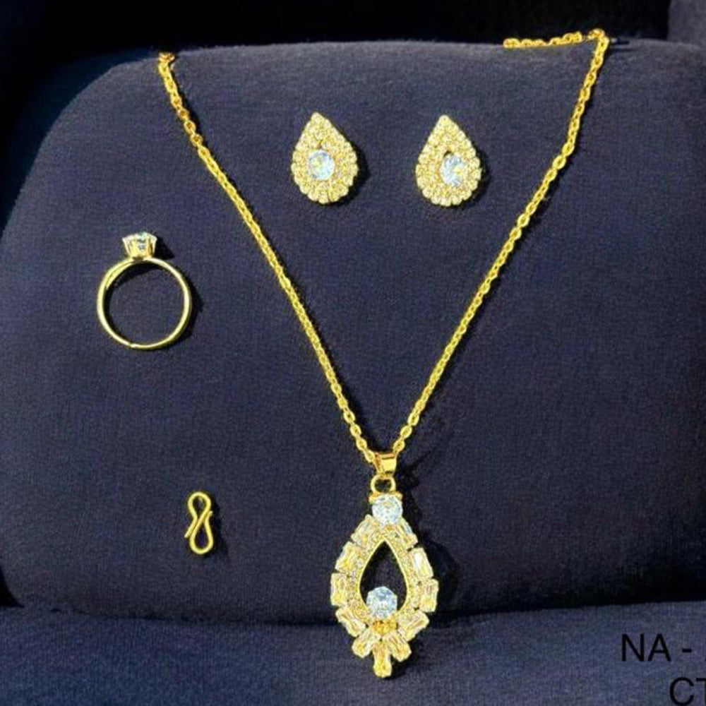 VM Imitation Crystal Stone Necklace Set With Rings