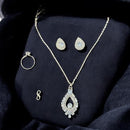 VM Imitation Crystal Stone Necklace Set With Rings 
