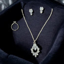 VM Imitation Crystal Stone Necklace Set With Rings 
