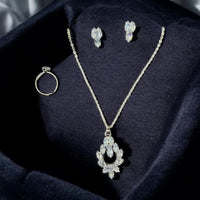 VM Imitation Crystal Stone Necklace Set With Rings 