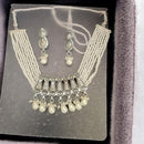 VM Imitation Classic Oxidised Plated Pearl Choker Necklace Set