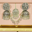 VM Imitation Ethnic Sparkling Austrian Stone And Pearls Jhumki Earrings