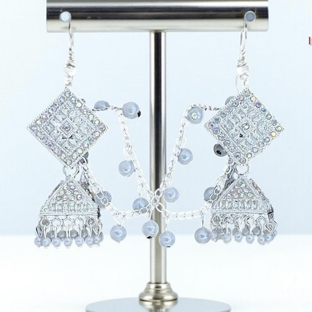 VM Antique Royal Antique Austrian Stone And Beads Jhumki Earrings