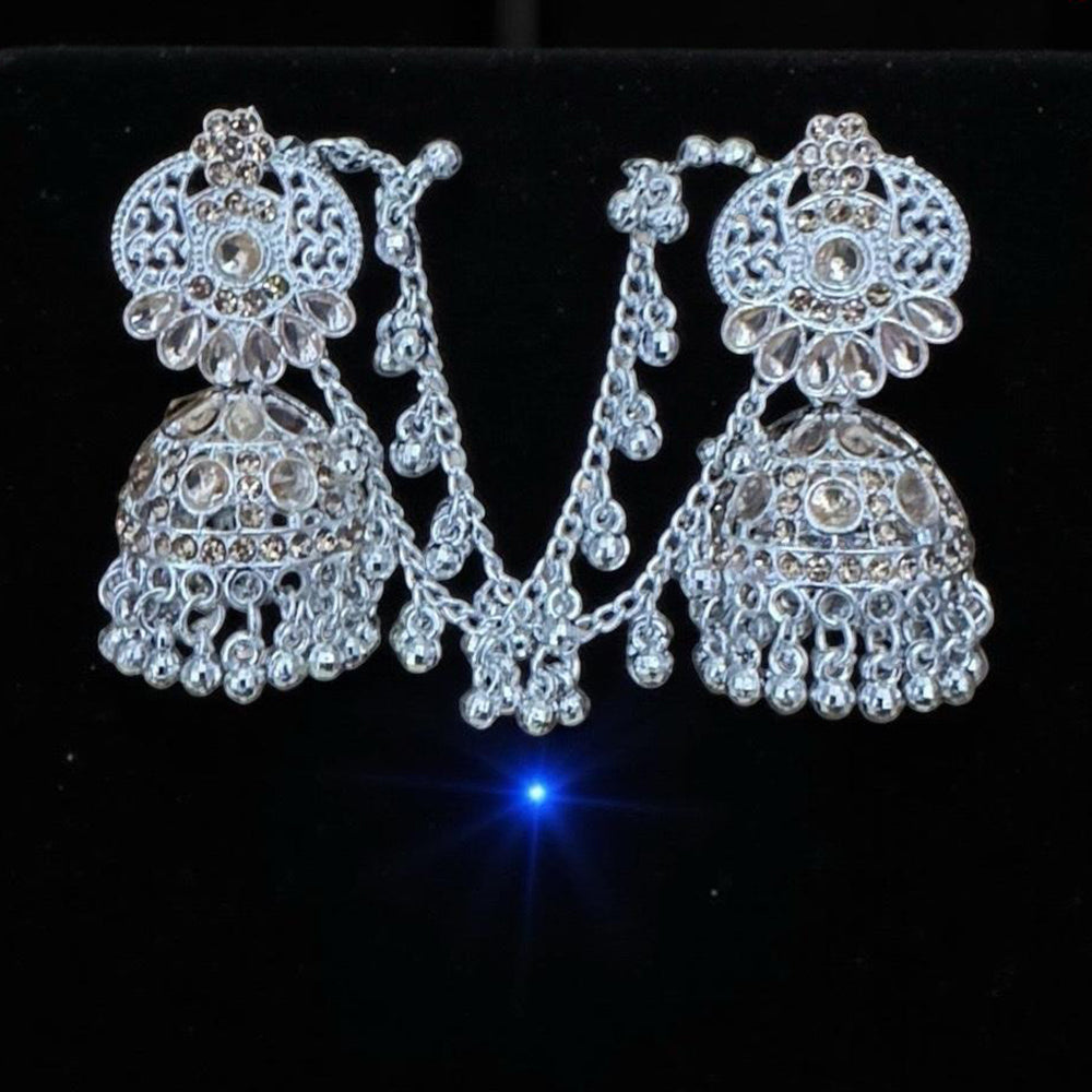 VM Antique Royal Antique Austrian Stone And Beads Jhumki Earrings