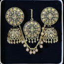 VM Imitation Ethnic Sparkling Austrian Stone And Pearls Jhumki Earrings