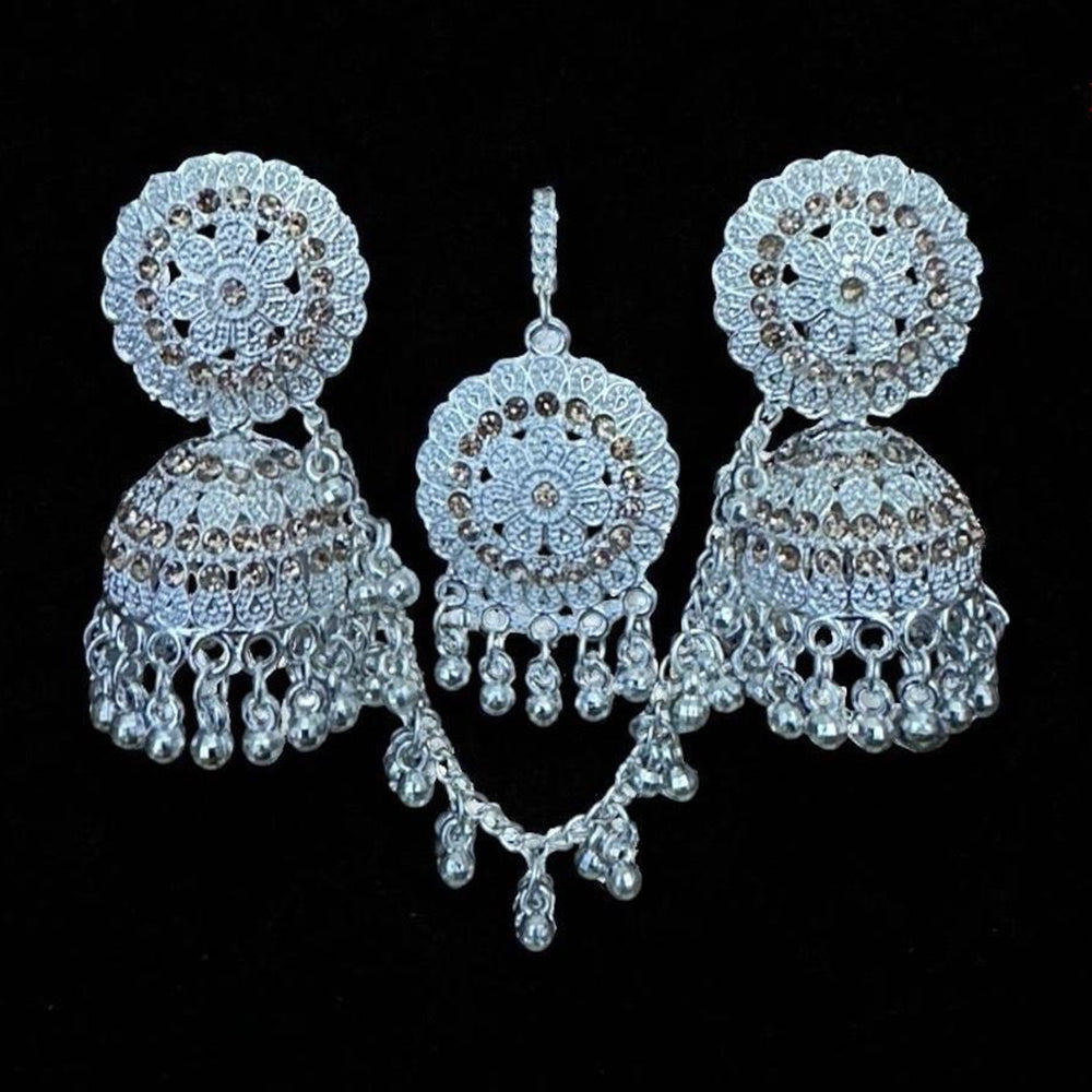 VM Antique Royal Antique Austrian Stone And Beads Jhumki Earrings