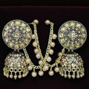 VM Imitation Ethnic Sparkling Austrian Stone And Pearls Jhumki Earrings