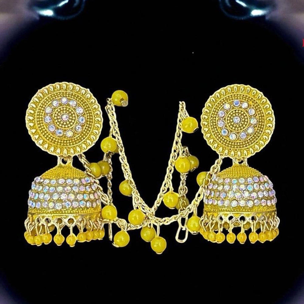 VM Imitation Ethnic Sparkling Austrian Stone And Pearls Jhumki Earrings