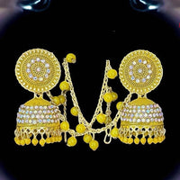 VM Imitation Ethnic Sparkling Austrian Stone And Pearls Jhumki Earrings
