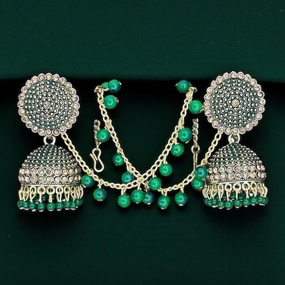 VM Imitation Ethnic Sparkling Austrian Stone And Pearls Jhumki Earrings