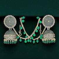 VM Imitation Ethnic Sparkling Austrian Stone And Pearls Jhumki Earrings