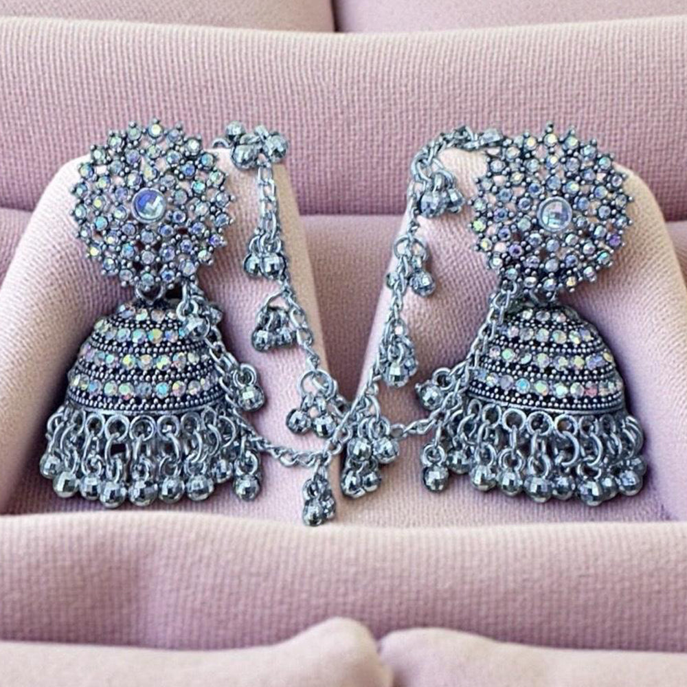 VM Antique Royal Antique Austrian Stone And Beads Jhumki Earrings
