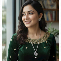 VM Imitation Fancy Crystal Stone And Pearl Statement Necklace Set