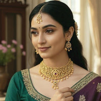 VM Imitation Pota Stone Designer Choker Necklace Set