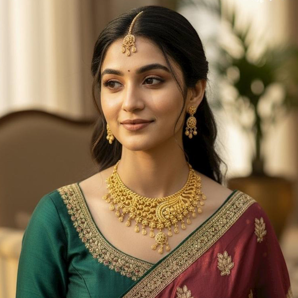 VM Imitation Pota Stone Designer Choker Necklace Set