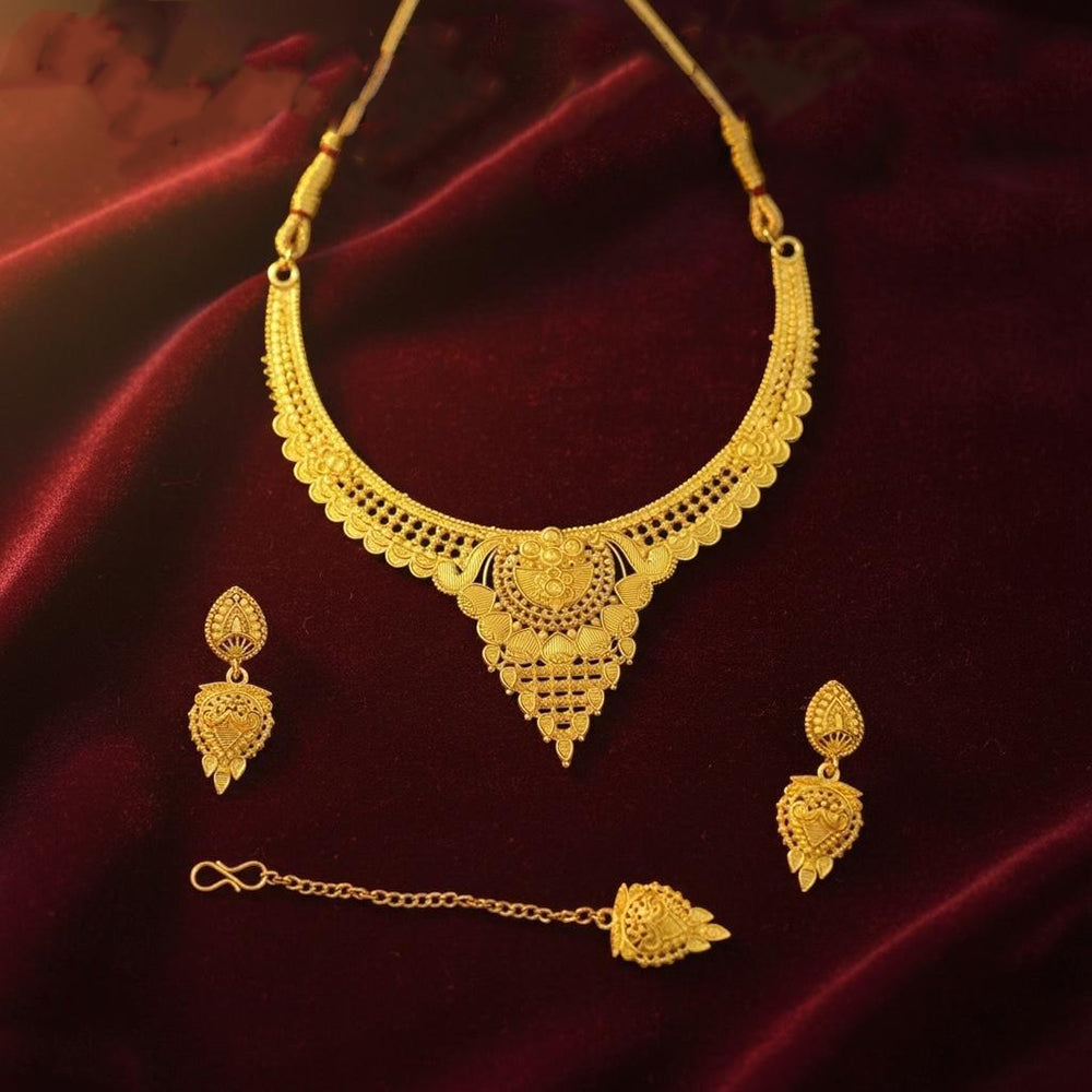 VM Imitation Royal Antique Gold Plated Necklace Set