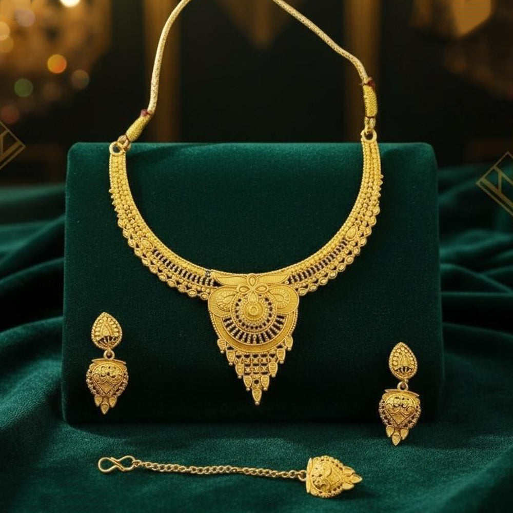 VM Imitation Royal Antique Gold Plated Necklace Set