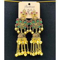 VM Designer Crystal Stone Kashmiri Ghungroo Long Jhumki Earrings