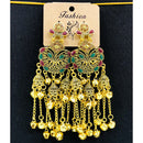 VM Designer Crystal Stone Kashmiri Ghungroo Long Jhumki Earrings