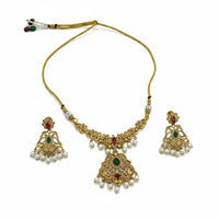 VM Imitation Fancy Austrian Stone And Pearl Statement Necklace Set