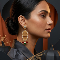 Wearhouse Fashion Designer Pota Stone And Pearl Dangler Earrings