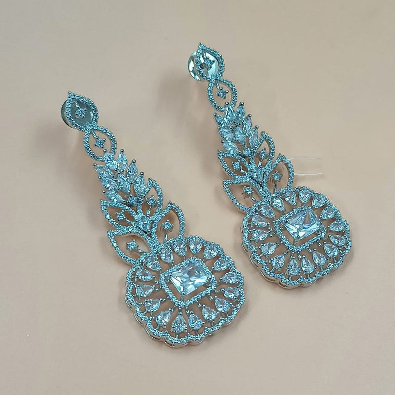 NAFJ Silver Plated American Diamond Dangler Earrings