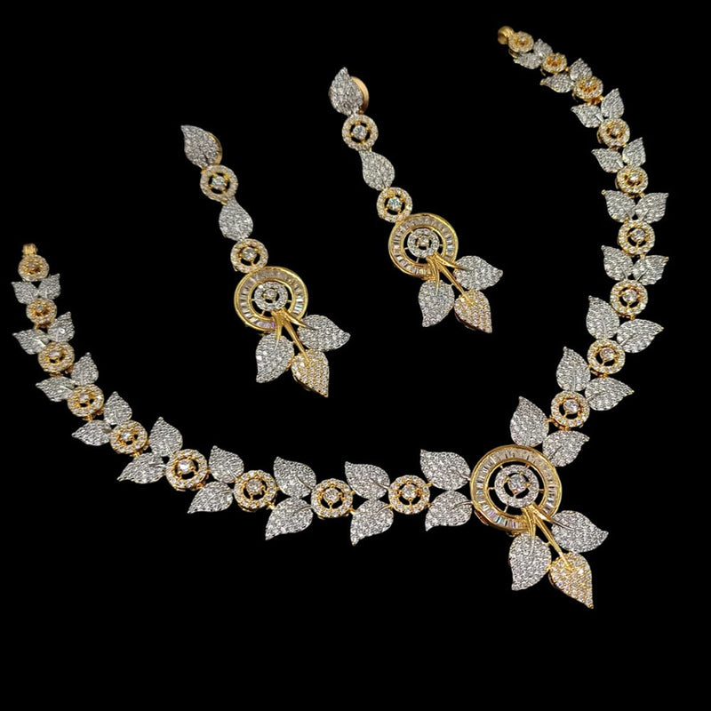 NAFJ Gold  Plated American Diamond Necklace Set