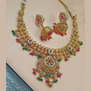 NAFJ Gold Plated Pota Stone And Pearls Necklace Set