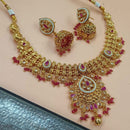 NAFJ Gold Plated Pota Stone And Pearls Necklace Set