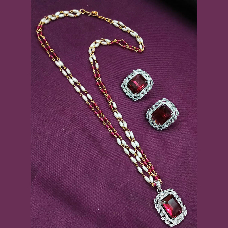 NAFJ 2 Tone Plated AD And Pearl Chain Pendant