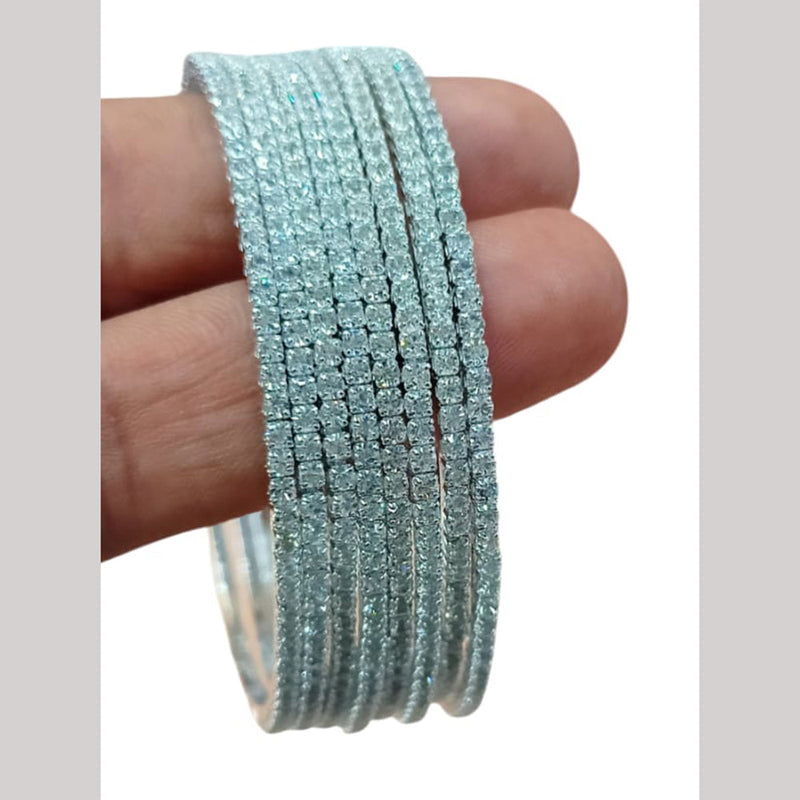 NAFJ Silver Plated Austrian Stone Bangles Set