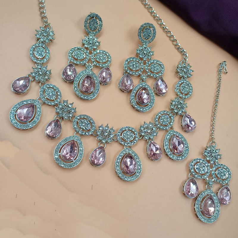 NAFJ Silver Plated Austrian Stone Necklace Set