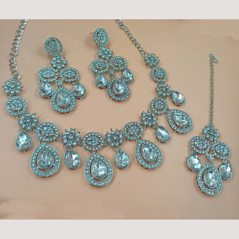 NAFJ Silver Plated Austrian Stone Necklace Set