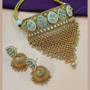 NAFJ Gold Plated Pota Stone And Beads Choker Necklace Set