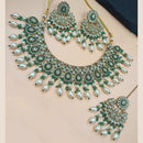 NAFJ Gold Plated Crystal Stone And  Pearls Necklace Set