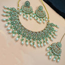 NAFJ Gold Plated Crystal Stone And  Pearls Necklace Set