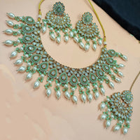 NAFJ Gold Plated Crystal Stone And  Pearls Necklace Set